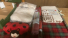 BOX- 2 SOFT TOYS BEDSPREAD YOGA MAT & BROLLEY