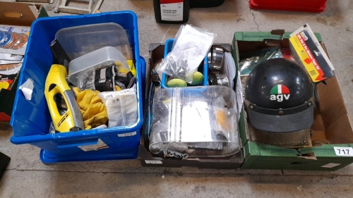 3 BOXES MISC HELMET KARCHER SCRAPER ETC
