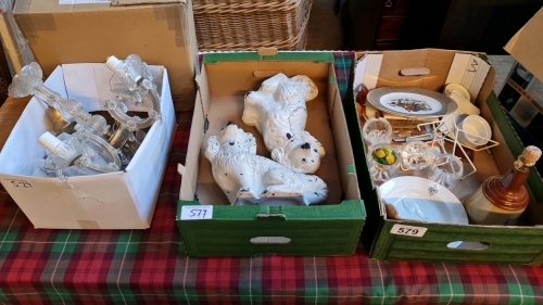 3 BOXES WALLY DOGS LIGHT FITTING & MISC