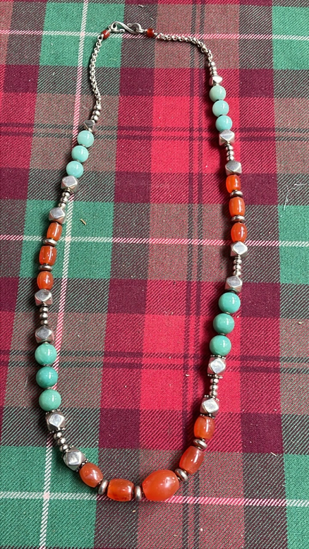 SILVER AVENTORINE & CARNELIAN NECKLACE
