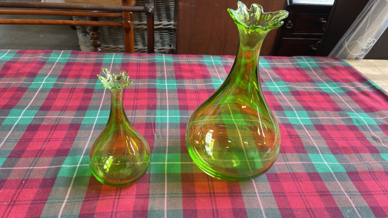 2 GLASSTORM TAIN VASES