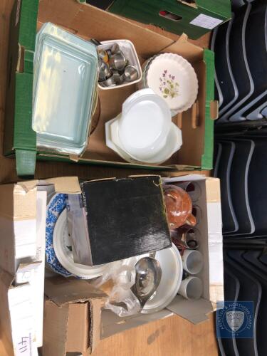 2 BOXES KITCHENWARE CHINA & MISC