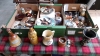 3 BOXES DECORATIVE PLATES ORNAMENTS ETC