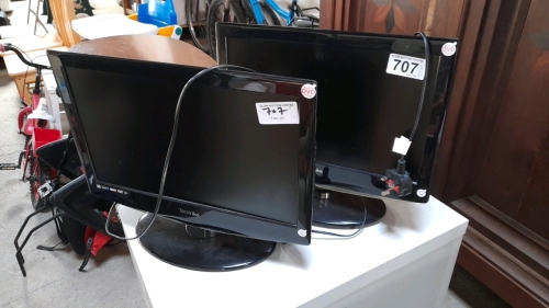 2 x 19" TECHNIKA TV'S-REMOTES IN OFFICE