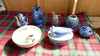 BOX BLUE & WHITE CHINA GURGLE JUG ETC