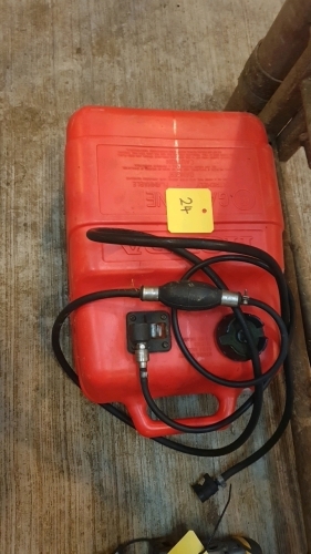 Honda outboard fuel tank with hose.