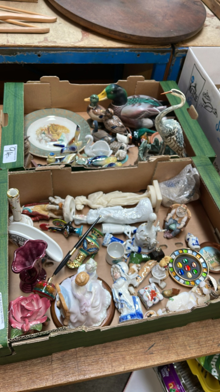 2 BOXES ASSORTED ORNAMENTS ETC