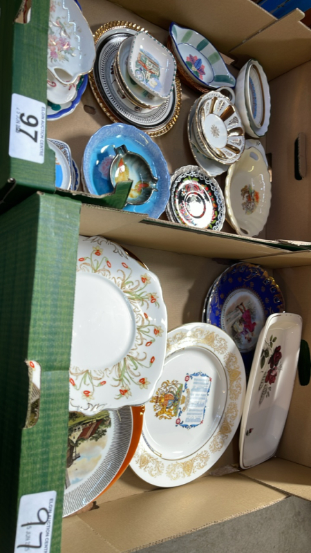 2 BOXES ASSORTED CHINA PLATES ETC