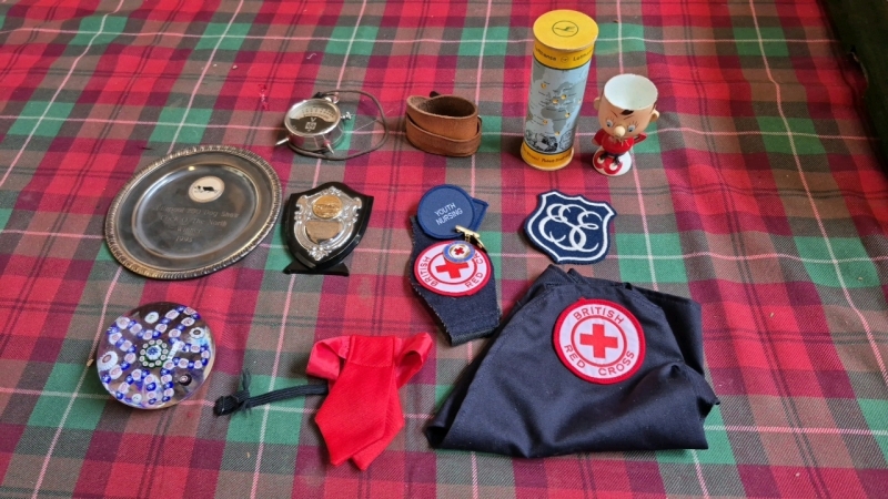 BOX-RED CROSS & OTHER SMALL ITEMS