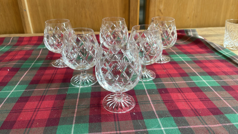 6 EDINBURGH CRYSTAL BRANDY GLASSES