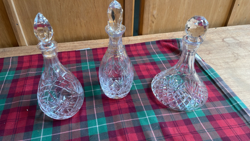 3 CRYSTAL DECANTERS