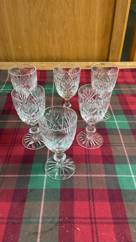 6 EDINBURGH CRYSTAL SHERRY GLASSES