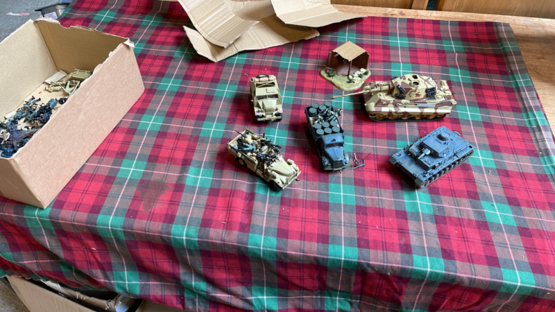 BOX ARMY TRUCKS PEOPLE ETC