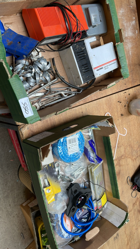 2 BOXES ASSORTED TOOLS ETC