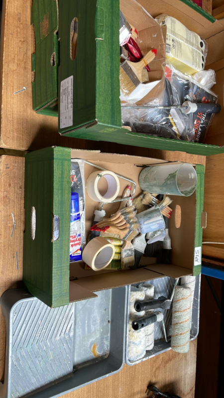 2 BOXES PAINT BRUSHES ROLLERS ETC