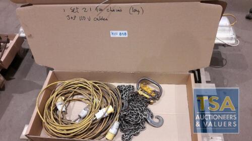 Box c/w 2.1Ton Chain & 3 No. 110V Extension Cables