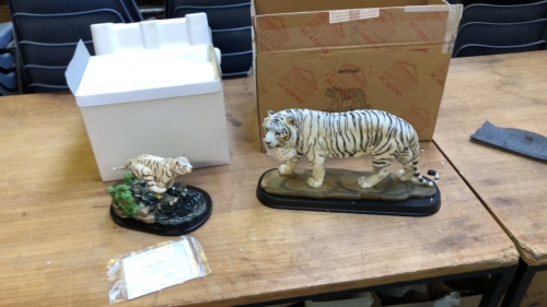 2 WHITE TIGER ORNAMENTS