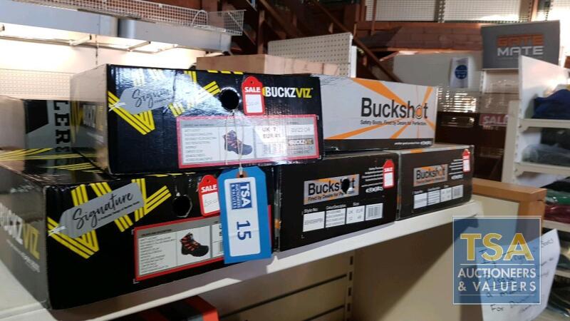5 No. Pairs Buckzviz & Buckshot Safety Boots - Sizes 6, 7, 11,