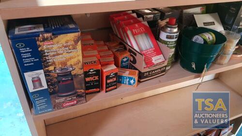 Various Camping Stove, Water Bottles, Thermos Flasks, Candles