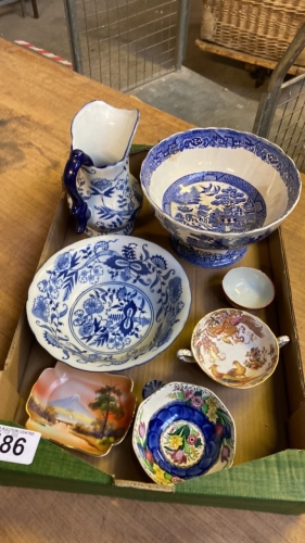 BOX ASSORTED CHINA-BLUE & WHITE & OTHER