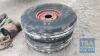 PAIR CART WHEELS & TYRES 9 X 13 12 PLY