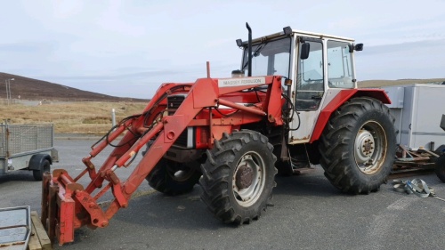 MF390 TRACTOR 7,000 HOURS -GD WORKING ORDER C/W DUAL WHEELS; LOADER; SET OF
