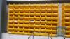 72 No. Yellow Plastic Parts Bins c/w 5 No. Metal Wall Brackets