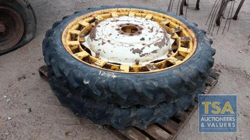 2 X MF ROW CROP WHEELS & TYRES 8.3 X 44