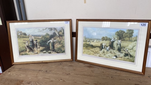 2 PRINTS-PRIMROSE GATHERERS & HAY FIELD