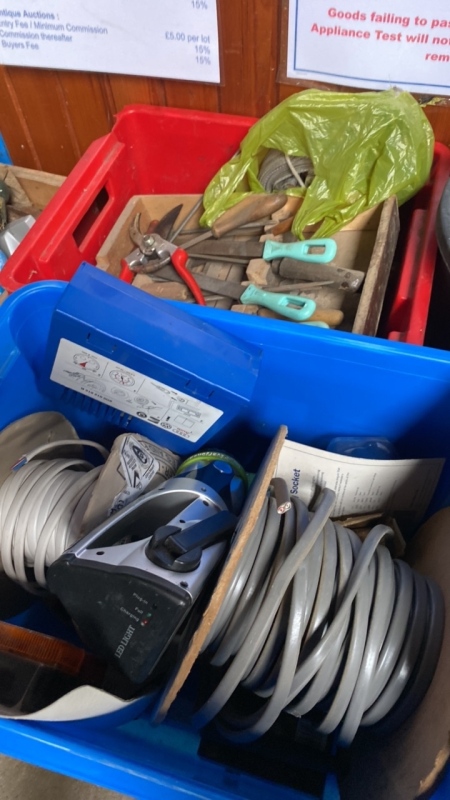 2 BOXES TOOLS CABLE ETC