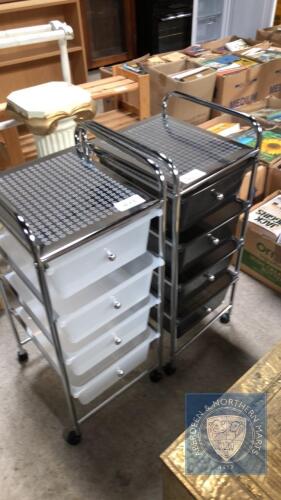 2 METAL DRAWER UNIT TROLLEYS