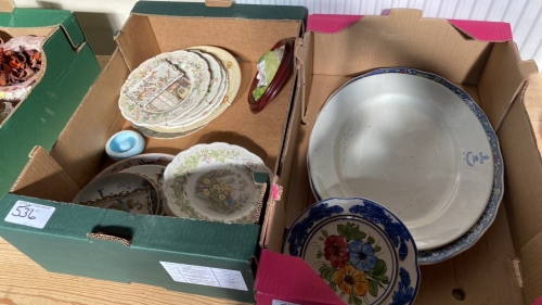 2 BOXES CHINA PLATES ETC