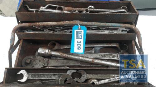 Metal Canterlevel Tool Box c/w Quantity Spanners and Wrenches