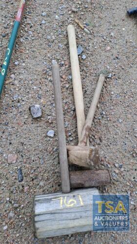 3 WOODEN HAMMERS