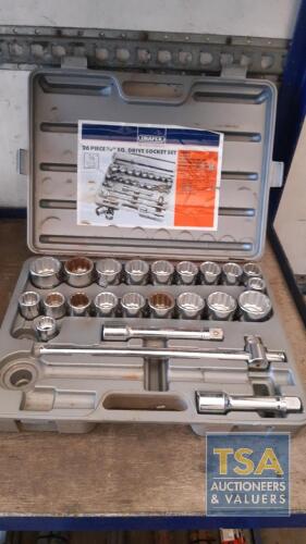 DRAPER 26 PIECE 3/4" DRIVE SOCKET SET - RATCHET & 22MM