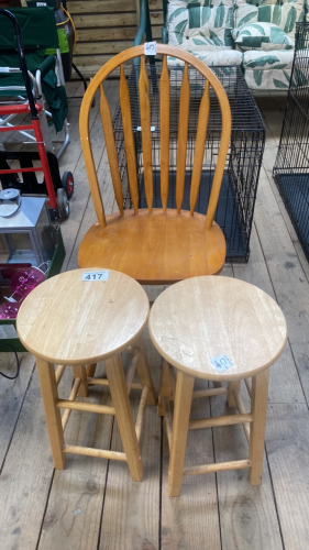 2 STOOLS & CHAIR