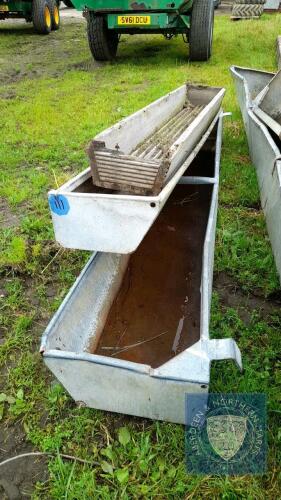 2 METAL CATTLE & WOODEN TROUGHS