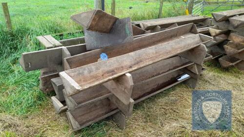 10 WOODEN SHEEP TROUGHS