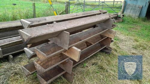 8 WOODEN SHEEP TROUGHS