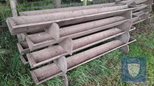 8 WOODEN SHEEP TROUGHS