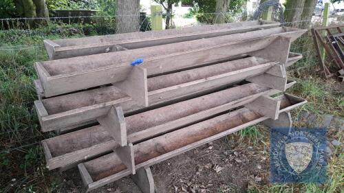 8 WOODEN SHEEP TROUGHS