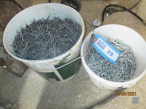 2 No. Buckets c/w Quantity Nails and Staples