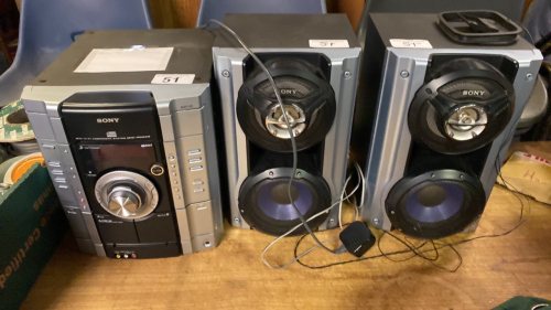 SONY MINI HIFI SYSTEM & SPEAKERS -REMOTE IN OFFICE