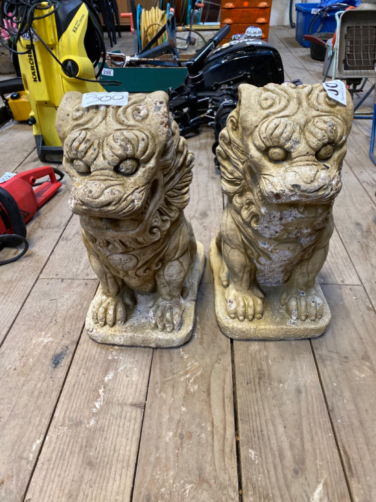 2 GARDEN DOG ORNAMENTS