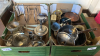 2 BOXES ASSORTED METALWARE ETC
