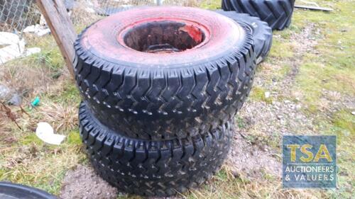 PAIR WHEELS & TYRES EX SLURRY TANKER