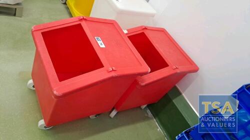 2 No. Fletcher Red Plastic Trolley Bins