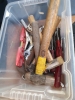 BOX HAMMERS SPANNERS ETC & METAL RACK