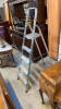 STEP LADDER, BASKETS, BRUSHES ETC