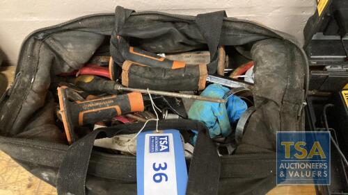 TOOL BAG CONTAINING VARIOUS HAND TOOLS